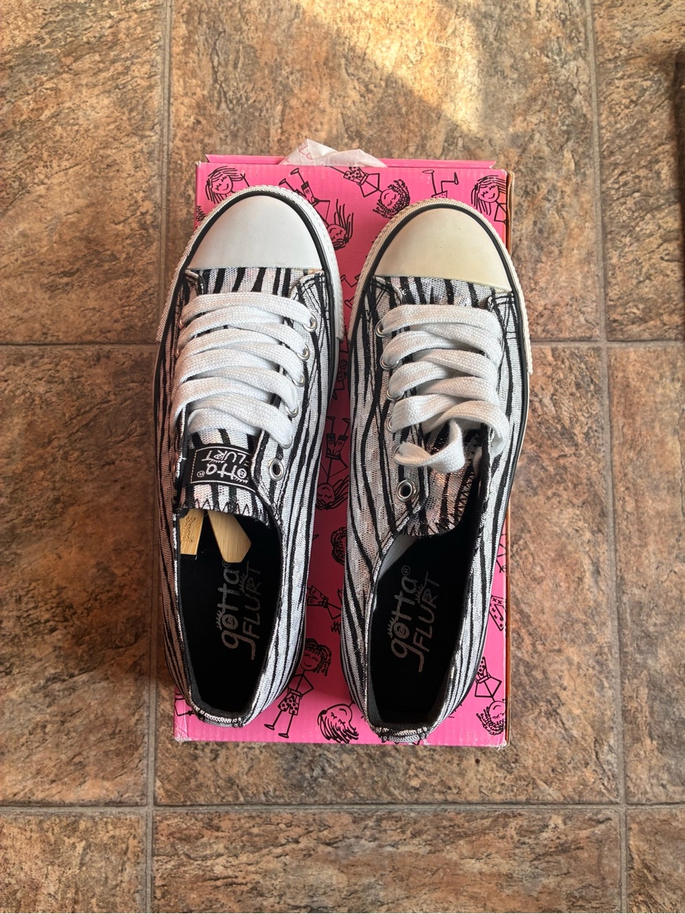 Gotta Flurt Black & White Zebra Canvas Low-Top Sneakers